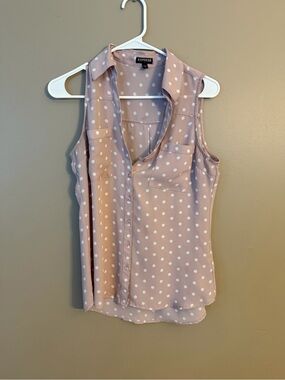 Express Sleeveless Polka Dot Camisole - Light Mauve & White